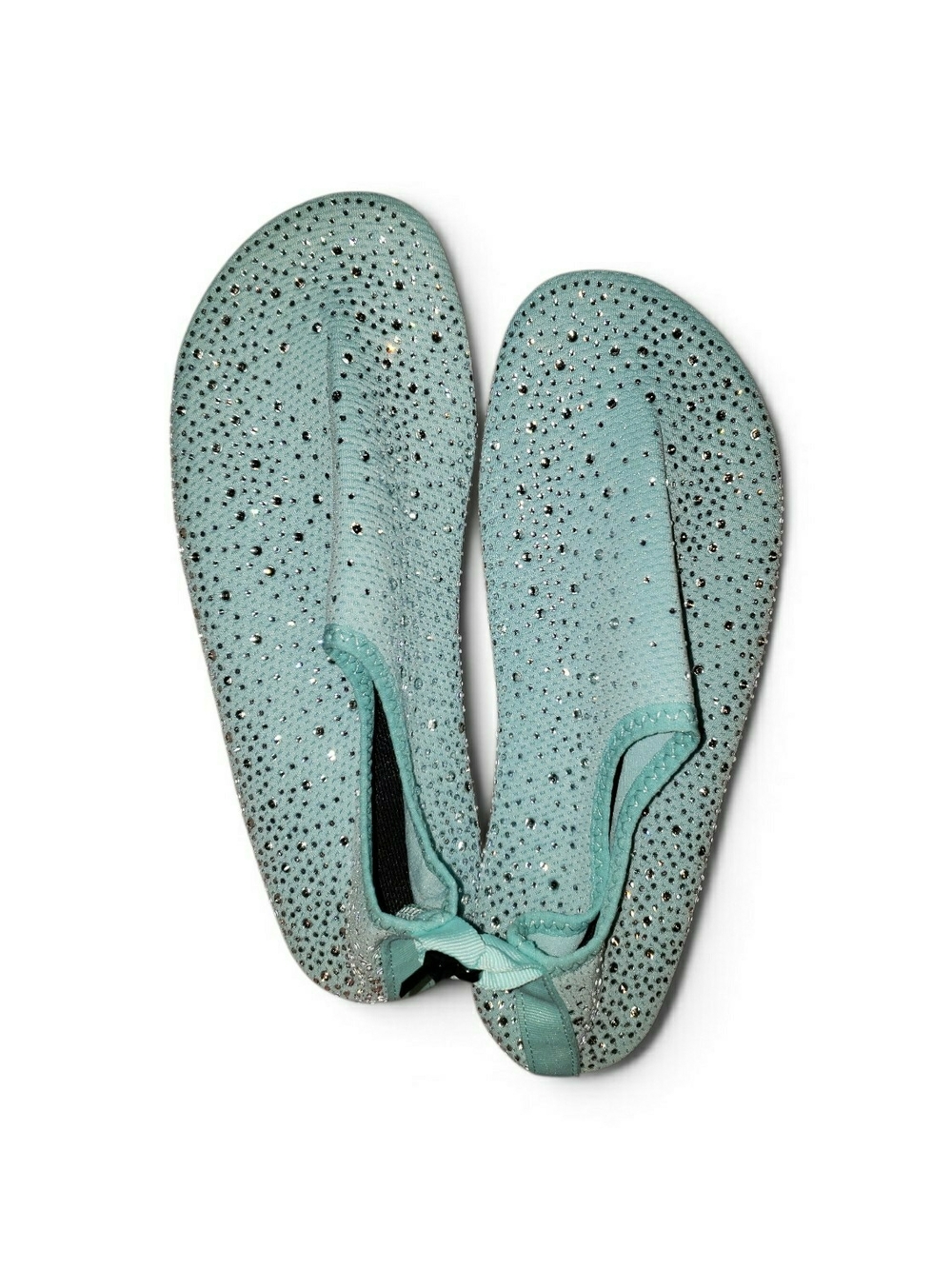 Mint green size 8 rhinestone-embellished water shoes. New
